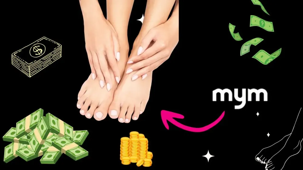 Salaire MYM pieds : jambes en talons sur des billets